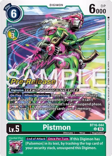 Pistmon (BT16-044 U), Beginning Observer Pre-Release Cards — Digimon card price