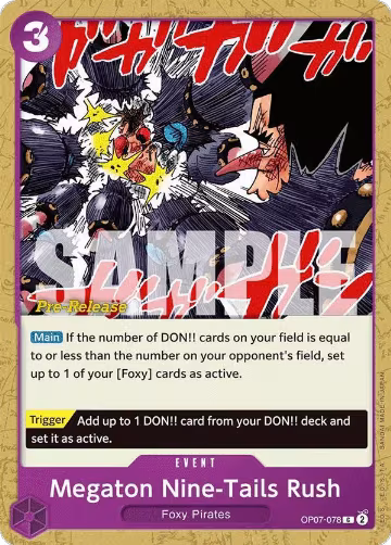 Megaton Nine-Tails Rush (OP07-078), 500 Years in the Future Pre-Release Cards — One Piece card price