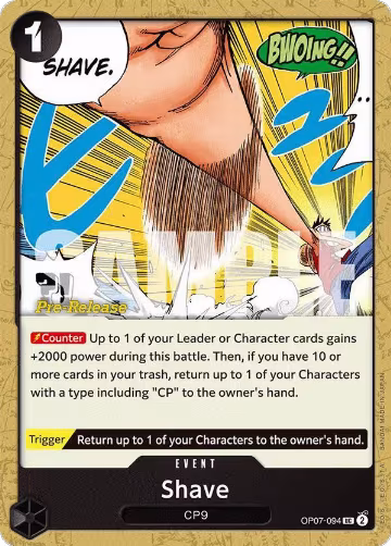 Shave (OP07-094), 500 Years in the Future Pre-Release Cards — One Piece card price