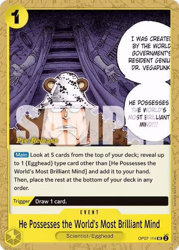 He Possesses the World's Most Brilliant Mind (OP07-114), 500 Years in the Future Pre-Release Cards — One Piece card price