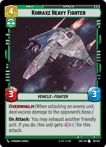 Kihraxz Heavy Fighter (118/262), Shadows of the Galaxy — Star Wars card price
