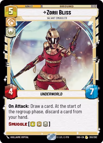 Zorii Bliss - Valiant Smuggler (203/262), Shadows of the Galaxy — Star Wars card price