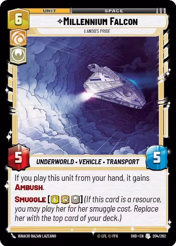 Millennium Falcon - Lando's Pride (204/262), Shadows of the Galaxy — Star Wars card price