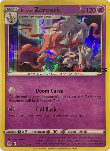 Hisuian Zoroark - 076/196 (EB Games Exclusive) (076/196), Miscellaneous Cards & Products — Pokémon card price