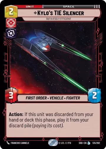 Kylo's TIE Silencer - Ruthlessly Efficient (135/262), Shadows of the Galaxy — Star Wars card price