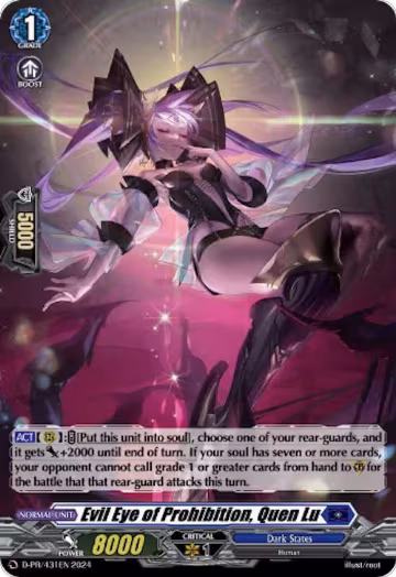 Evil Eye of Prohibition, Quen Lu (Foil) (D-PR/431EN), D Promo Cards — Vanguard card price