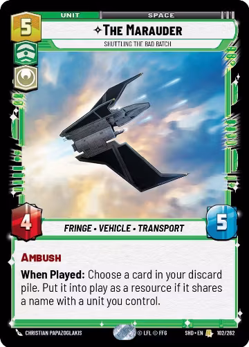 The Marauder - Shuttling the Bad Batch (102/262), Shadows of the Galaxy — Star Wars card price
