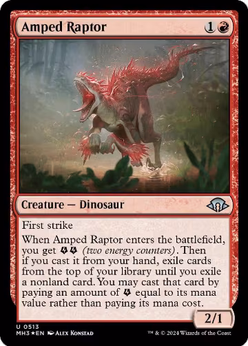 Amped Raptor (Ripple Foil) (513), Modern Horizons 3 — Magic card price