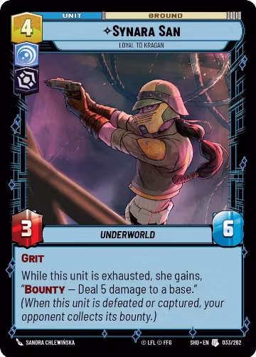 Synara San - Loyal to Kragan (033/262), Shadows of the Galaxy — Star Wars card price