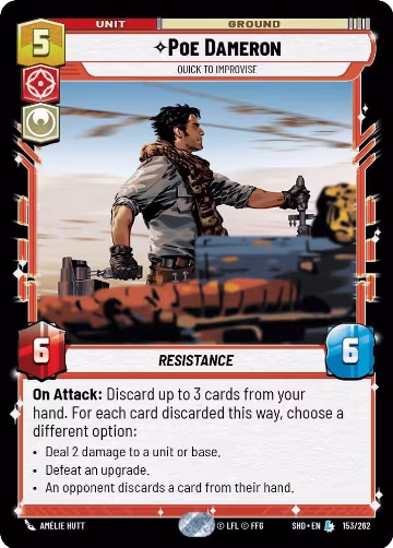 Poe Dameron - Quick to Improvise (153/262), Shadows of the Galaxy — Star Wars card price
