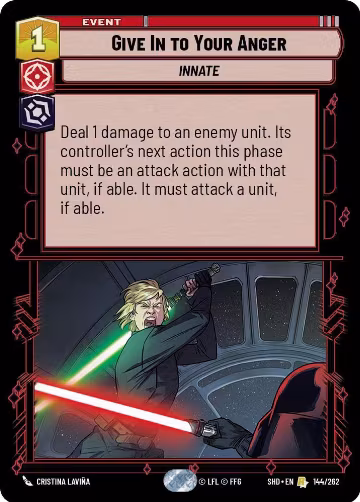 Give In to Your Anger (144/262), Shadows of the Galaxy — Star Wars card price