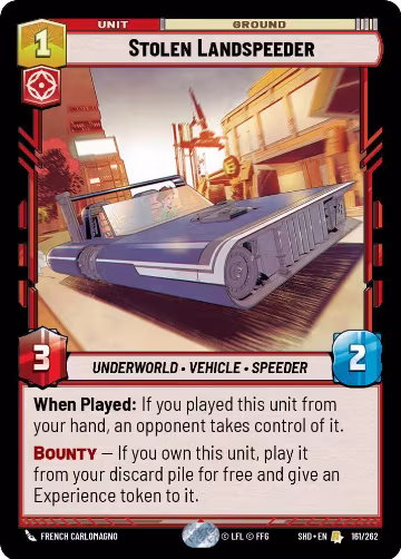 Stolen Landspeeder (161/262), Shadows of the Galaxy — Star Wars card price