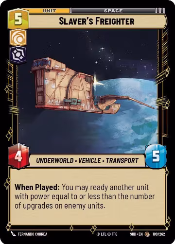 Slaver's Freighter (189/262), Shadows of the Galaxy — Star Wars card price
