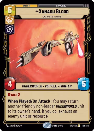 Xanadu Blood - Cad Bane's Reward (191/262), Shadows of the Galaxy — Star Wars card price