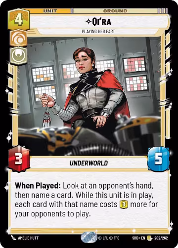 Qi'ra - Playing Her Part (202/262), Shadows of the Galaxy — Star Wars card price