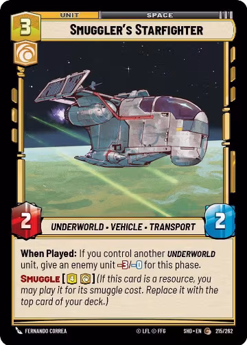 Smuggler's Starfighter (215/262), Shadows of the Galaxy — Star Wars card price