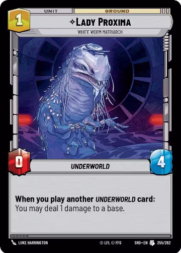 Lady Proxima - White Worm Matriarch (255/262), Shadows of the Galaxy — Star Wars card price
