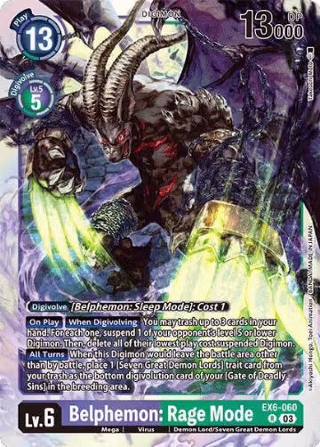 Belphemon: Rage Mode (EX6-060 R), Infernal Ascension — Digimon card price