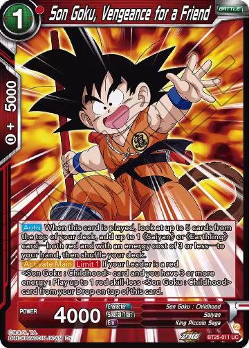 Son Goku, Vengeance for a Friend (BT25-011), Legend of the Dragon Balls — DB Super card price