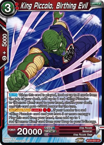 King Piccolo, Birthing Evil (BT25-022), Legend of the Dragon Balls — DB Super card price