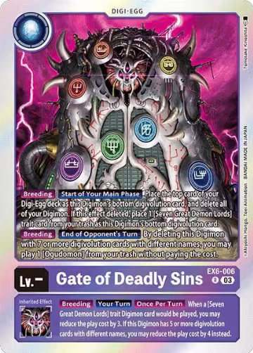 Gate of Deadly Sins (EX6-006 R), Infernal Ascension — Digimon card price