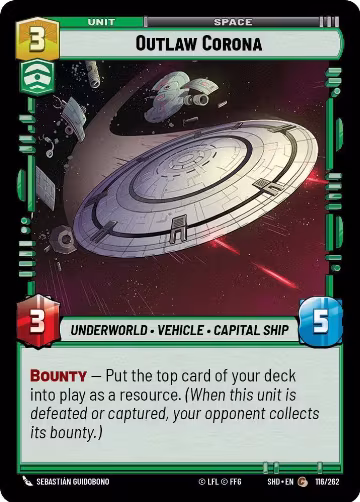 Outlaw Corona (116/262), Shadows of the Galaxy — Star Wars card price