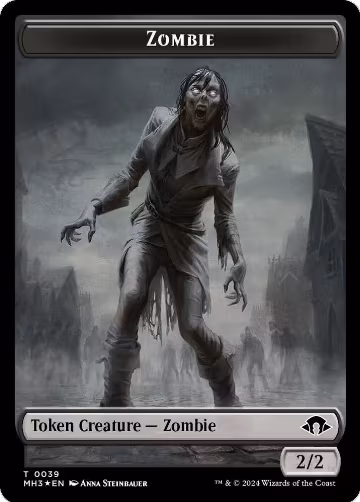 Zombie (Ripple Foil) // Elephant Double-Sided Token (39 // 18), Commander: Modern Horizons 3 — Magic card price