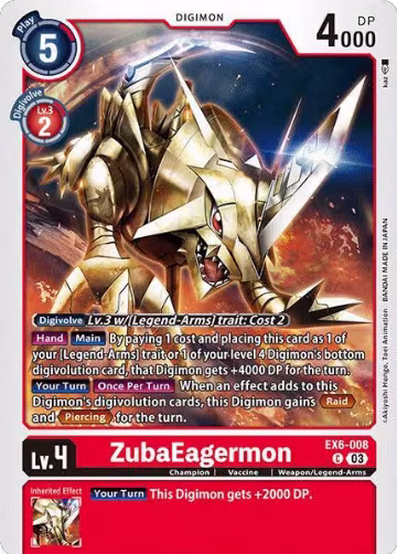 ZubaEagermon (EX6-008 C), Infernal Ascension — Digimon card price