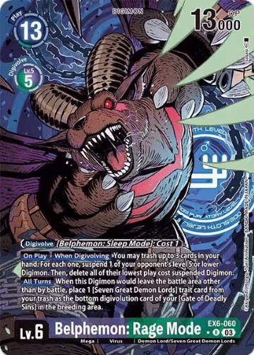 Belphemon: Rage Mode (Alternate Art) (EX6-060 R), Infernal Ascension — Digimon card price