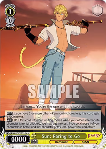 Sun: Raring to Go (RWBY/WXE01-06 N), RWBY Premium Booster — Weiß Schwarz card price
