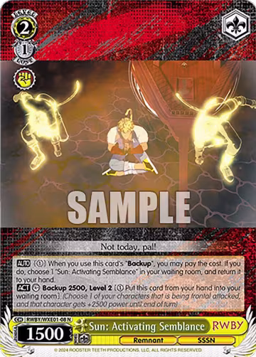 Sun: Activating Semblance (RWBY/WXE01-08 N), RWBY Premium Booster — Weiß Schwarz card price