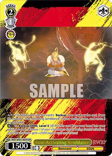 Sun: Activating Semblance (OFR) (RWBY/WXE01-08OFR OFR), RWBY Premium Booster — Weiß Schwarz card price