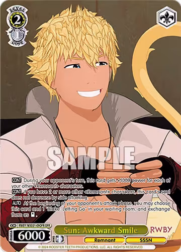 Sun: Awkward Smile (OFR) (RWBY/WXE01-09OFR OFR), RWBY Premium Booster — Weiß Schwarz card price