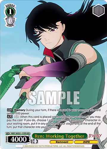 Ren: Working Together (OFR) (RWBY/WXE01-17OFR OFR), RWBY Premium Booster — Weiß Schwarz card price