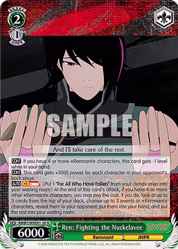 Ren: Fighting the Nuckelavee (RWBY/WXE01-20 N), RWBY Premium Booster — Weiß Schwarz card price