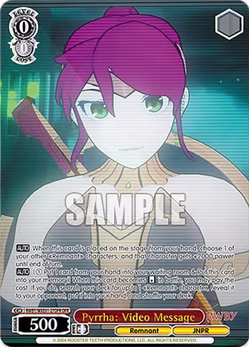 Pyrrha: Video Message (OFR) (RWBY/WXE01-27OFR OFR), RWBY Premium Booster — Weiß Schwarz card price