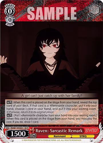 Raven: Sarcastic Remark (RWBY/WXE01-30 N), RWBY Premium Booster — Weiß Schwarz card price
