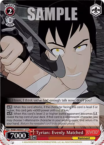 Tyrian: Evenly Matched (RWBY/WXE01-37 N), RWBY Premium Booster — Weiß Schwarz card price