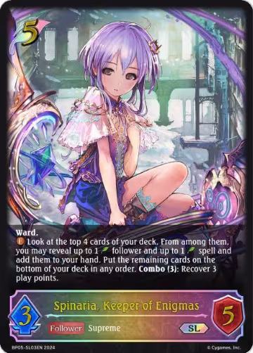 Spinaria, Keeper of Enigmas (SL) (BP05-SL03EN), Omens Eternal — Shadowverse card price