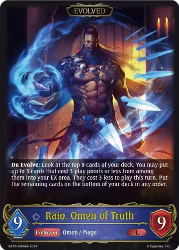Raio, Omen of Truth (Evolved) (BP05-036EN), Omens Eternal — Shadowverse card price
