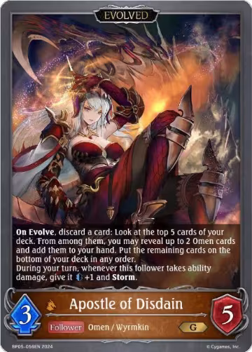 Apostle of Disdain (Evolved) (BP05-056EN), Omens Eternal — Shadowverse card price