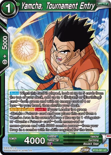 Yamcha, Tournament Entry (BT25-081), Legend of the Dragon Balls — DB Super card price