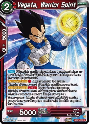 Vegeta, Warrior Spirit (BT25-029), Legend of the Dragon Balls — DB Super card price