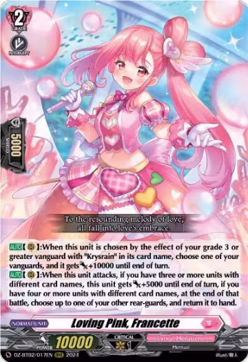 Loving Pink, Francette (DZ-BT02/017EN), DZ-BT02: Illusionless Strife — Vanguard card price