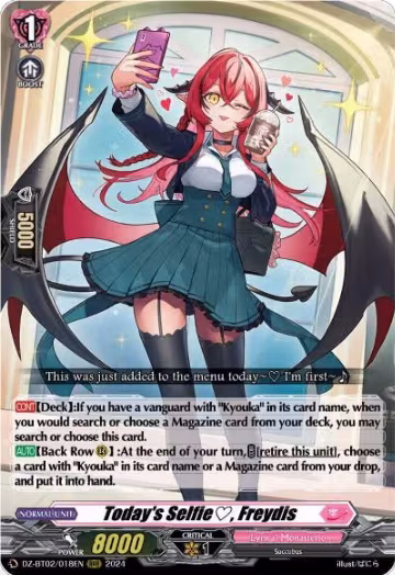 Today's Selfie, Freydis (DZ-BT02/018EN), DZ-BT02: Illusionless Strife — Vanguard card price
