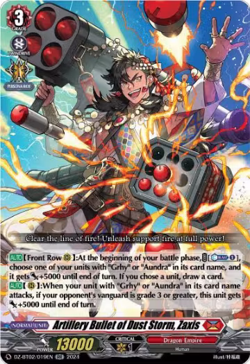 Artillery Bullet of Dust Storm, Zaxis (DZ-BT02/019EN), DZ-BT02: Illusionless Strife — Vanguard card price