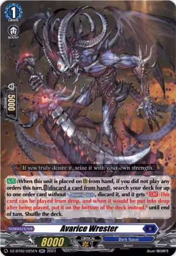 Avarice Wrester (DZ-BT02/025EN), DZ-BT02: Illusionless Strife — Vanguard card price