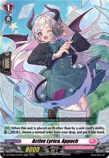 Active Lyrica, Appuch (DZ-BT02/040EN), DZ-BT02: Illusionless Strife — Vanguard card price