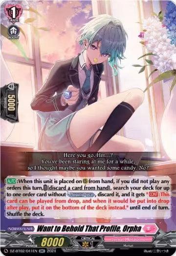 Want to Behold That Profile, Orpha (DZ-BT02/041EN), DZ-BT02: Illusionless Strife — Vanguard card price