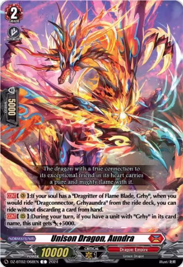 Unison Dragon, Aundra (DZ-BT02/068EN), DZ-BT02: Illusionless Strife — Vanguard card price